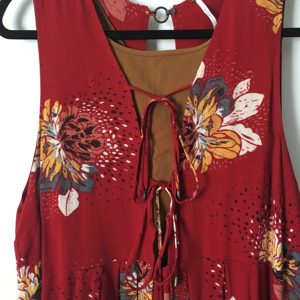 Free People Floral Print Cutout Dress